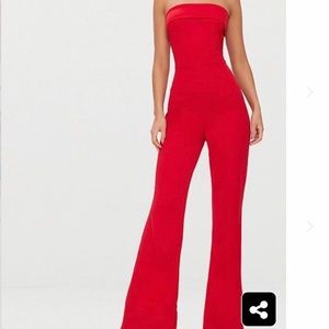 PrettyLittleThing Red Jumpsuit